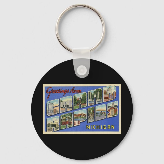 Greetings of Grand Rapids Michigan Keychain (Front)