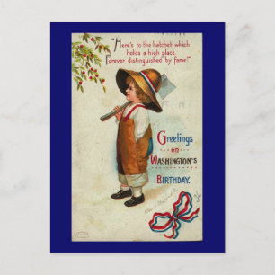 Greetings on Washingtons Birthday Postcard