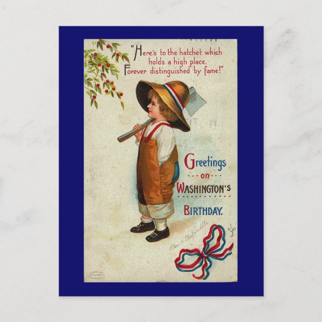 Greetings on Washingtons Birthday Postcard (Front)