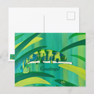 Greetings or Your Text on Cute Chameleon Postcards