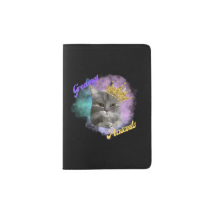 Greetings Peasants Gray Tabby Queen Cat  Passport Holder