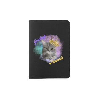 Greetings Peasants Gray Tabby Queen Cat  Passport Holder