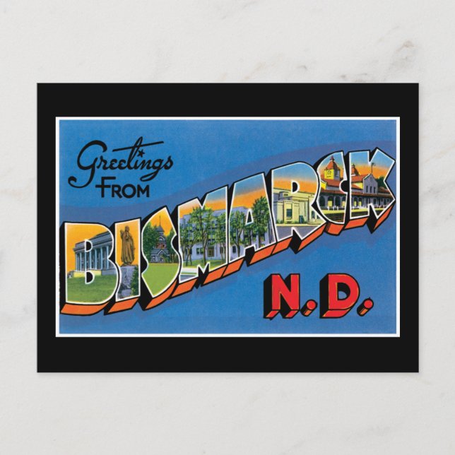 Greetings to Bismark Postcard (Front)