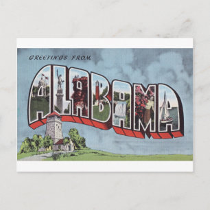 Greetins from Alabama vintage postcard theme