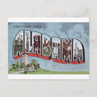 Greetins from Alabama vintage postcard theme
