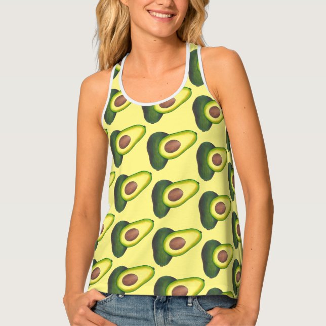 Greey Yellow California Mexican Avocado Foodie Tank Top (Front)