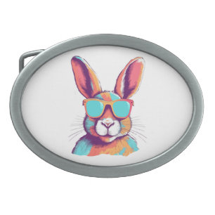 Greg the rabbit with glasses belt buckle