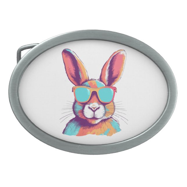 Greg the rabbit with glasses belt buckle (Front)