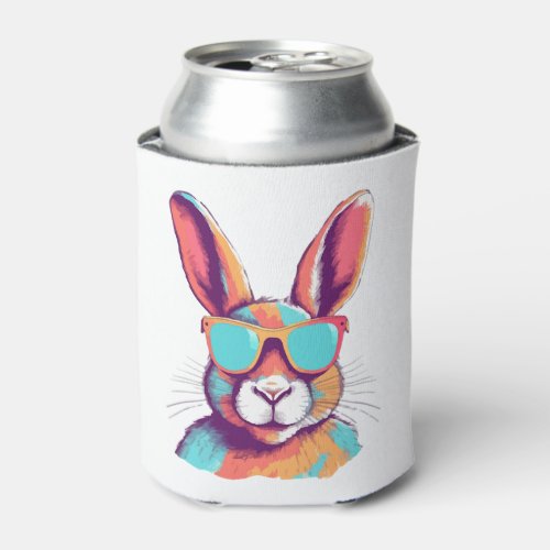 Greg the rabbit with glasses can cooler