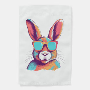Greg the rabbit with glasses garden flag