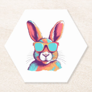 Greg the rabbit with glasses paper coaster