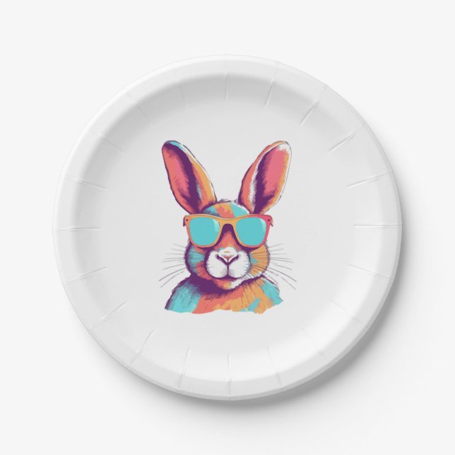 Greg the rabbit with glasses paper plates (Front)