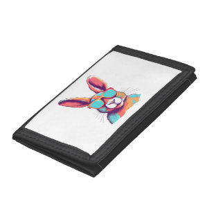 Greg the rabbit with glasses trifold wallet