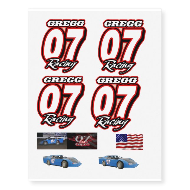 Gregg Racing Temporary Tattoos (Front)