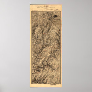 Gregg & Stuart's Cavalry Battle of Gettysburg Map Poster
