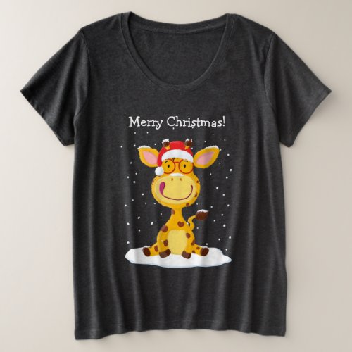 Gregor Giraffe Merry Christmas Personalised Plus Size T_Shirt