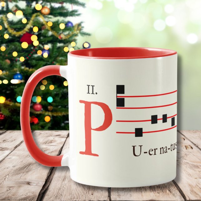 Gregorian Chant Latin Mass Christmas Medieval Mug (Celebrate ancient Christmas traditions with our Gregorian Chant Latin Mass two-toned mug!)