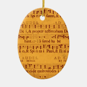 Gregorian chant music score ceramic ornament