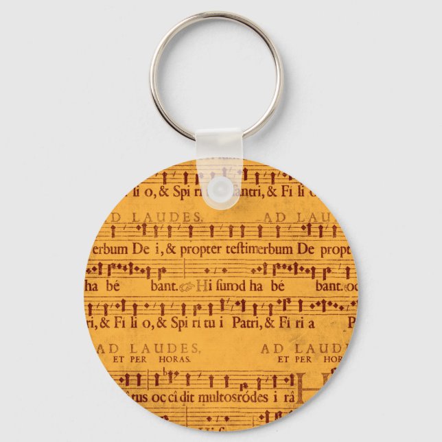 Gregorian chant music score keychain (Front)