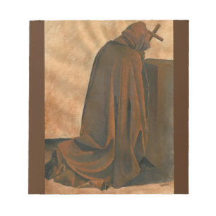 Gregorian Monk In Prayer Wearing Hooded Cassock Notepad