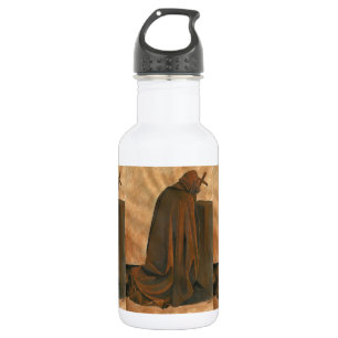 Gregorian Monk In Prayer Wearing Hooded Cassock Stainless Steel Water Bottle