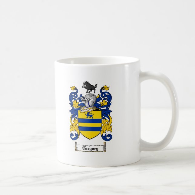GREGORY FAMILY CREST -  GREGORY COAT OF ARMS COFFEE MUG (Right)