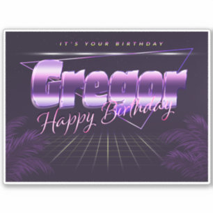 Gregory Last Name First Name purple retro sticker