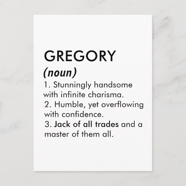 Gregory name, Editable name, Custom name Postcard (Front)