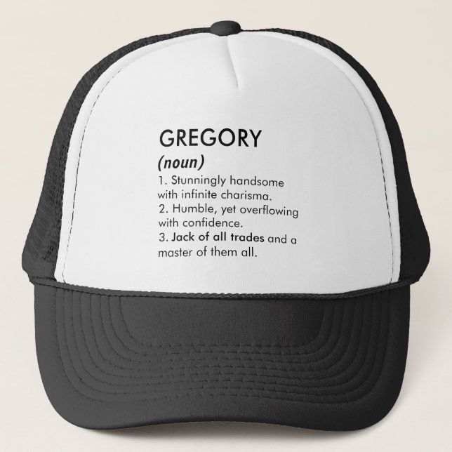 Gregory name, Editable name, Custom name Trucker Hat (Front)