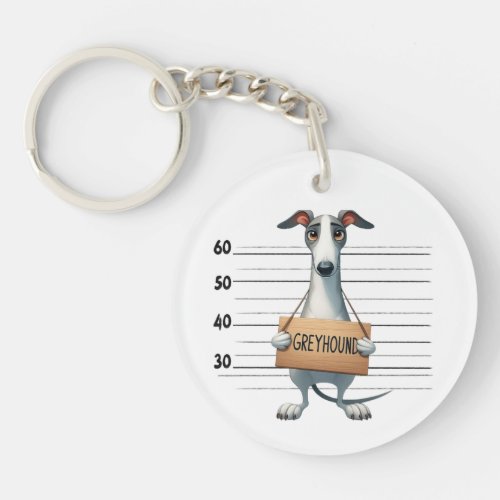 Grehound mug shot keychain
