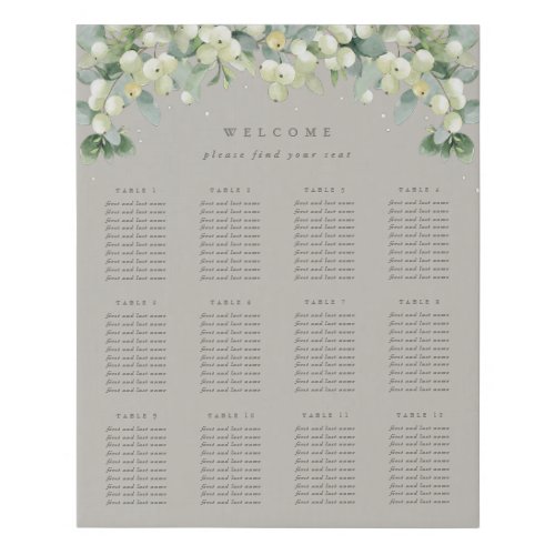Greige 16x20 12 Tables of 10 Seating Chart Faux Canvas Print