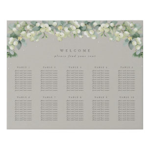 Greige 20x16 10 Tables of 10 Seating Chart Faux Canvas Print