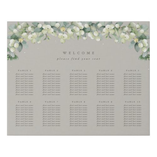 Greige 20x16 10 Tables of 10 Seating Chart  Faux Canvas Print