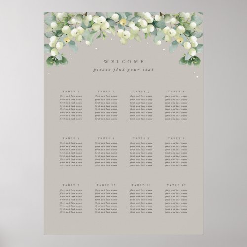 Greige 20x28 12 Tables of 8 Wedding Seating Chart
