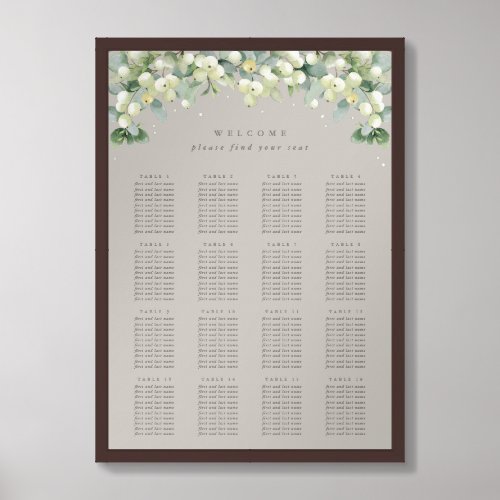 Greige 20x28 16 Tables of 10 Seating Chart Poster