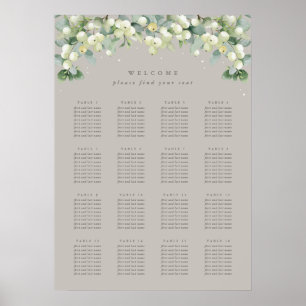 Greige 20x28" 16 Tables of 8 Seating Chart Poster