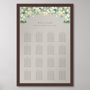 Greige 24x36" 16 Tables of 10 Seating Chart Poster