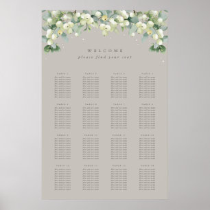 Greige 24x36" 16 Tables of 10 Seating Chart Poster
