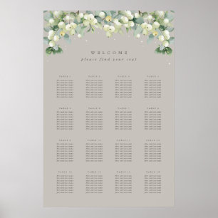 Greige 24x36" 16 Tables of 8 Seating Chart Poster