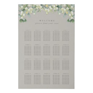 Greige 24x36" 20 Tables of 10 Seating Chart Faux Canvas Print