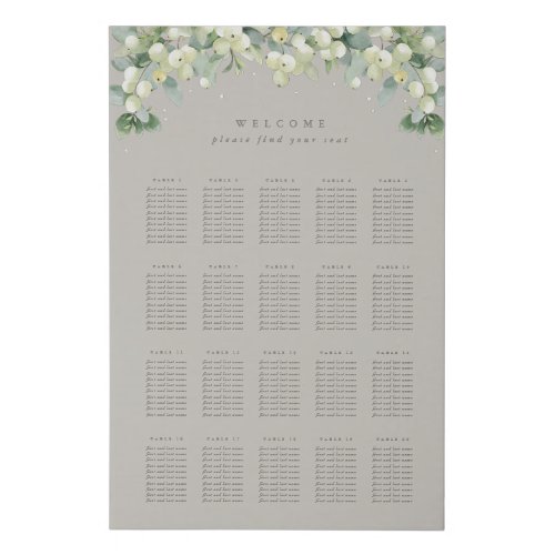 Greige 24x36 20 Tables of 10 Seating Chart Faux Canvas Print