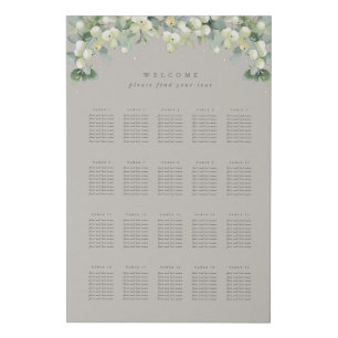 Greige 24x36" 20 Tables of 8 Wedding Seating Chart Faux Canvas Print