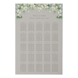 Greige 24x36" 25 Tables of 10 Seating Chart Faux Canvas Print
