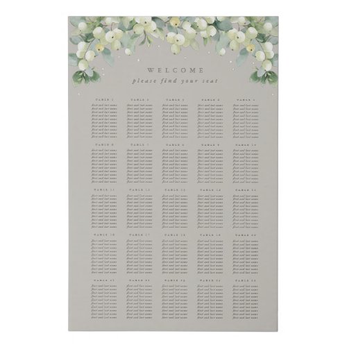 Greige 24x36 25 Tables of 10 Seating Chart Faux Canvas Print