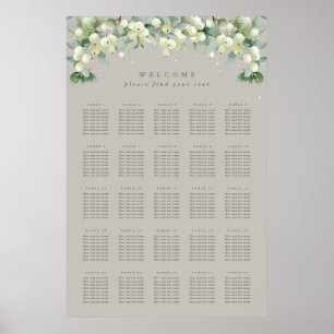 Greige 24x36" 25 Tables of 8 Seating Chart Poster