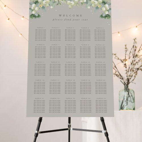 Greige 25 Tables of 8 Winter Wedding Seating Chart Foam Board