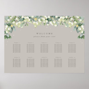 Greige 28x20" 10 Tables of 8 Seating Chart Poster