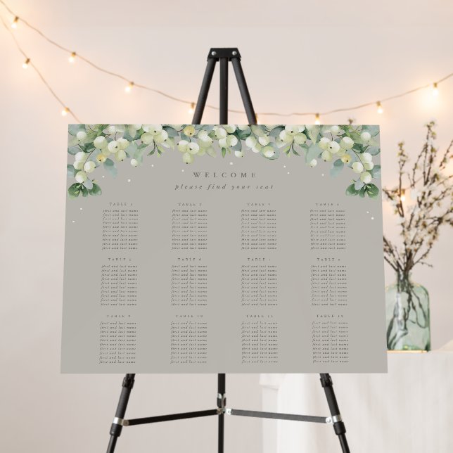 Greige 28x22 12 Tables of 10 Wedding Seating Chart Foam Board (In Situ (Stand))