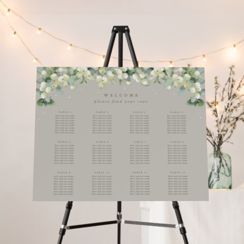 Greige 28x22 12 Tables of 8 Wedding Seating Chart Foam Board