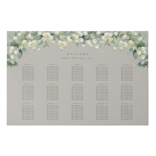 Greige 36x24 15 Tables of 10 Seating Chart  Faux Canvas Print